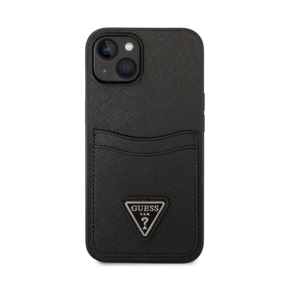 Guess чехол для iPhone 14 Plus Saffiano Double Card with Cardholder (черный) GUHCP14MPSATPK