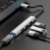 Hoco хаб Type C-USB 3.0+USB 2.0 mini adapter 4 порта HB 26 (серебристый)