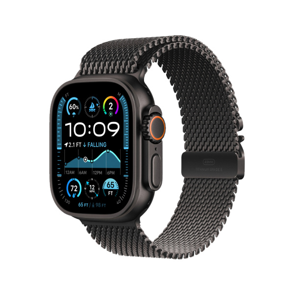 Apple Watch Ultra 2 49mm, черный, Titanium Milanese Loop M черный ремешок