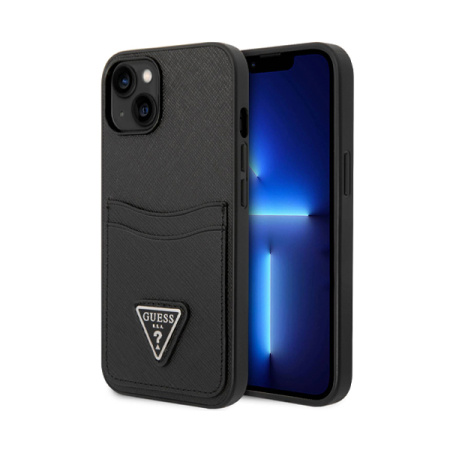 Guess чехол для iPhone 14 Plus Saffiano Double Card with Cardholder (черный) GUHCP14MPSATPK