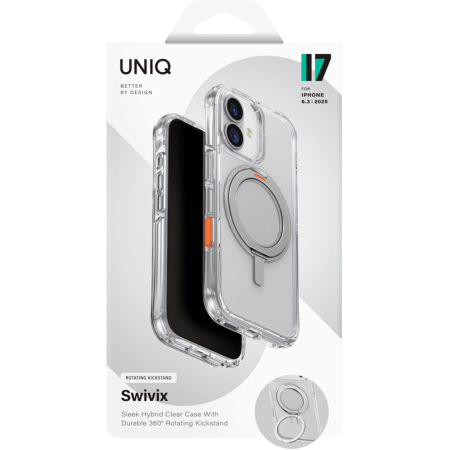 Uniq чехол для iPhone 17 Swivix with 360-Rotating MagSafe (прозрачный) IP6.3(2025)-SWVLCLR