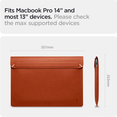 Spigen чехол-папка для MacBook 13.6-14.2 Valentinus Sleeve (коричневый) AFA06416