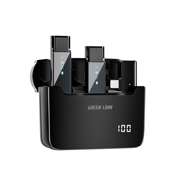 Green Lion петличный микрофон Digital Display (2 шт.) беспроводной Lightning (черный) GN2IN1DDMLTBK