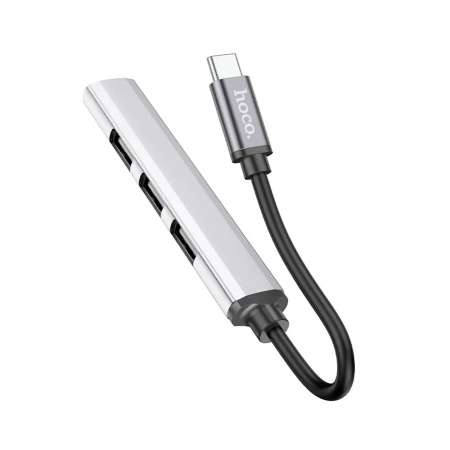 Hoco хаб Type C-USB 3.0+USB 2.0 mini adapter 4 порта HB 26 (серебристый)