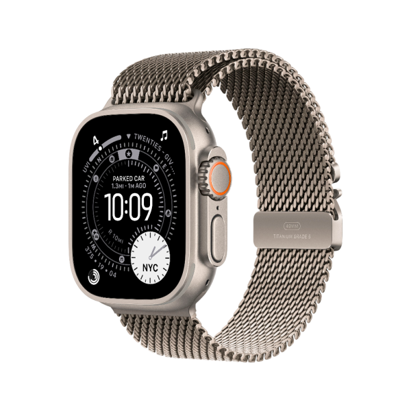 Apple Watch Ultra 3 49mm, натуральный, Titanium Milanese Loop M натуральный ремешок
