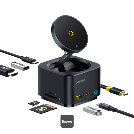 Baseus хаб MagPro II 7-port Type-C Hub Adapter + БЗУ (черный) B00072900121-00
