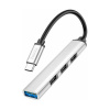 Hoco хаб Type C-USB 3.0+USB 2.0 mini adapter 4 порта HB 26 (серебристый)