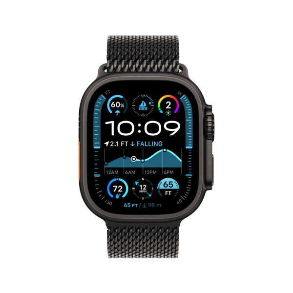 Apple Watch Ultra 2 49mm, черный, Titanium Milanese Loop M черный ремешок