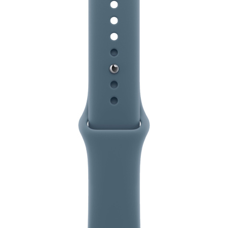 Apple Watch 11 46mm, алюминий, серебристый, спортивный синий ремешок