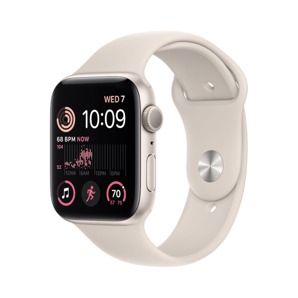 Apple Watch SE 2 44mm, сияющая звезда, спортивный бежевый ремешок M/L