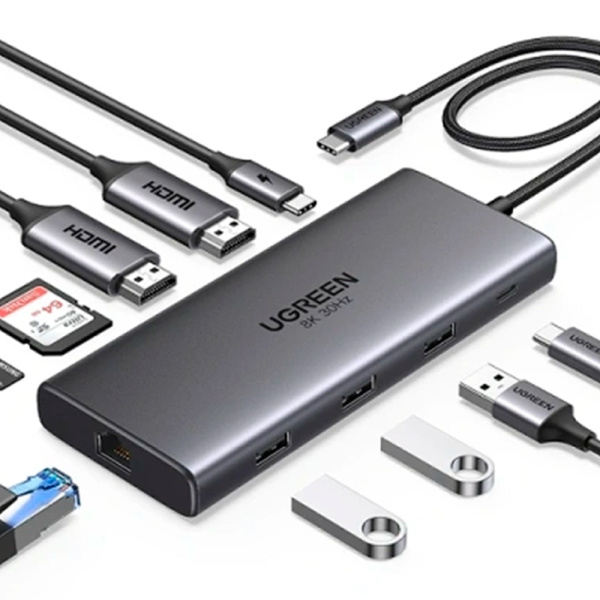 Ugreen хаб 10-port Revodok Pro CM639 (серый) 15534_