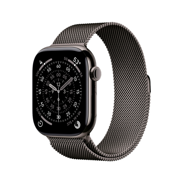 Apple Watch 11 46mm, титан, черный, миланская черная петля M/L